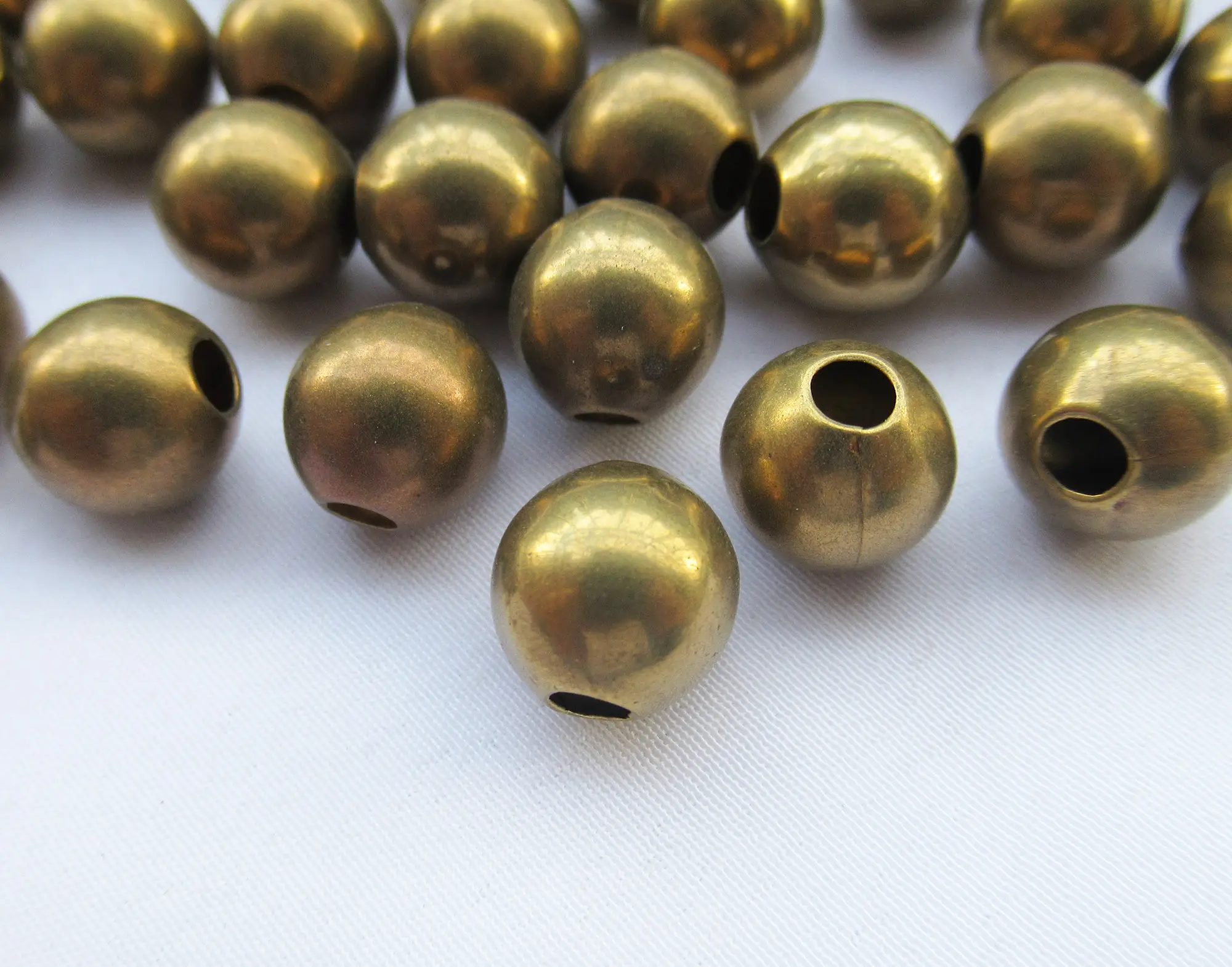 Large Hole 3mm Hollow Brass Beads 10mm Round Spacer Beads