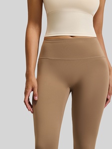 Ribbed Solid Mid Waist Yoga Pants Gym Sport Women Fitness Legging Tummy Control Running Training Tights SEAMED Polyester - Product Image 2
