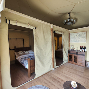 Struttura a palo in legno compensato in PVC e tela triangolo <span class=keywords><strong>tenda</strong></span> da campeggio <span class=keywords><strong>2</strong></span> stanze 5x8M quattro stagioni impermeabile per uso esterno in famiglia - Product Image 3