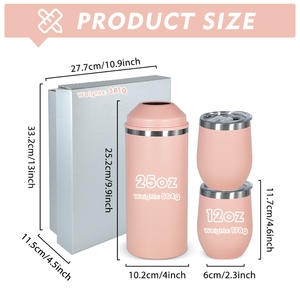 Ensemble de gobelets isothermes à double paroi en acier inoxydable avec revêtement en poudre, refroidisseur à vin, 12 oz, boîte cadeau, 12-24 - Product Image 5