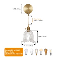 Lampe murale décorative E27 en verre transparent élégant pour chambre à coucher, ferme, hôtel, éclairage