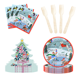 DAMAI Christmas Disposable Dessert Plates Xmas Christmas Tree Shaped Paper Plate Cups Napkins for Christmas Outdoor Decorations - Product Image 5