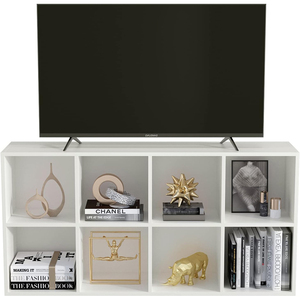 Scaffale Industriale a 8 Cubi, <span class=keywords><strong>Libreria</strong></span> in Legno a 4 Ripiani, Mobile <span class=keywords><strong>TV</strong></span> Moderno da Terra per Casa e Ufficio, Bianco Caldo - Product Image 3