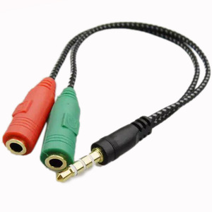 Audio Converter 3.5mm To 2x Rca Red Green Braided <b>Cable</b> For Phone Karaoke Mic <b>Splitter</b> - Product Image 4