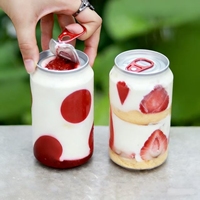 Pot en plastique PET de qualité alimentaire personnalisé avec couvercle en aluminium pour gâteau, bouteille de soda, jus, bouteille transparente pour desserts, mousse, crêpe, gâteau