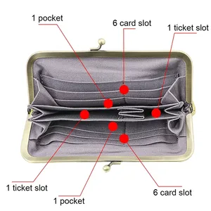 Portefeuilles AndoBag pour femmes, en cuir de vache véritable, porte-monnaie, porte-cartes, mode décontractée, fermeture à pression, portefeuille pour téléphone 1516 - Product Image 6