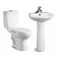 Ensemble WC moderne en céramique deux pièces, à évacuation en S, double chasse, auto-nettoyant, émaillé, allongé, à poser au sol pour salle de bain
