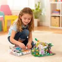 Modèle de lapin de jardin et d'œuf de Pâques transfrontalier compatible, en plastique ABS, jouet DIY, ornements animaux, blocs de construction à petites particules, pour tous les âges