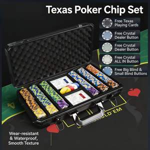 Ensemble de 1000 jetons de poker en PS avec étui en aluminium pour jeux de <span class=keywords><strong>casino</strong></span>, de Blackjack et de Baccarat en famille, avec numéros - Product Image 5