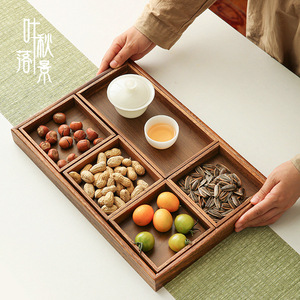 Tea And Snack Tray With Compartments Rectangle Multifunctional For <b>Table</b> Use Drink Food Storage Trays - Product Image 3