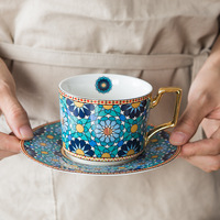 Service à café et à thé en céramique marocaine traditionnelle, style européen, soucoupe, écologique, cadeau pour la maison et le bureau, pour le thé de l'après-midi