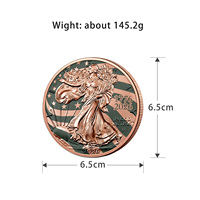 Médaille commémorative 2026 Souvenir 5 oz .999 en cuivre fin, motif Liberté marchante, pièce d'art ronde en cuivre rouge de 5 oz dans une capsule