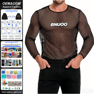 Camiseta Deportiva Ajustada, 100% Poliéster, Ligera, Transpirable, de Secado Rápido, Manga Larga, con Malla Transparente para Hombre - Product Image 1