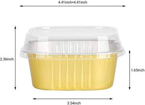 Molde para Pastel Z180 de 180 ml, 6 oz, 10 oz, Mini Molde para Pan, Moldes Dorados para Pastel, Vasos para Hornear de Papel de Aluminio, Recipientes Cuadrados de Papel de Aluminio para Panadería con Tapa - Product Image 5
