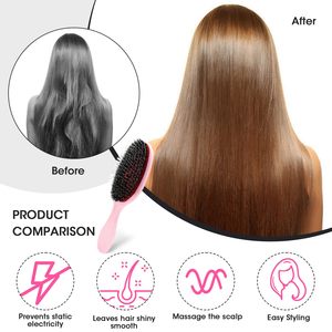 Brosse à cheveux ovale compacte personnalisée avec logo, poils doux et antistatiques en poils de sanglier, pour massage du cuir chevelu et extensions capillaires naturelles - Product Image 2