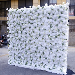 Customized <b>White</b> <b>Artificial</b> <b>Flower</b> Wedding Party Background Decoration Wall Fake Rose and Peony Background Wall Party Decoration - Product Image 3