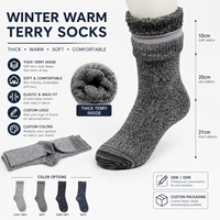 Chaussettes pour hommes en molleton épais et chaud pour l'hiver, style sport, douces, avec logo personnalisé OEM, en stock, avec talon et bout renforcés