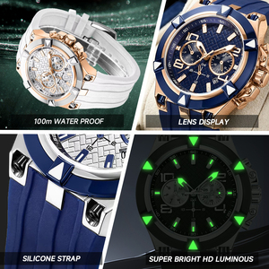 Reloj de Cuarzo de Lujo para Hombre DK&YT, Caja de Acero Inoxidable de 40 mm, Cristal Mineral, Correa de Goma, Resistente al Agua 100 m - Product Image 2