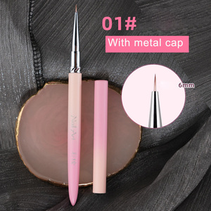 Ensemble de pinceaux à ongles en nylon avec manche métallique rose dégradé, applicateurs de gel pour la peinture sur ongles, pour le nail art - Product Image 6
