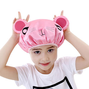 Gorro de Ducha Impermeable de Doble Capa con Diseño de Dibujos Animados, Gorro de Ducha Grueso para Mujeres y Niños, Gorro con Diadema para Niños y Adultos - Product Image 1