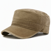 Casquette Cadet Vintage Délavée Sportive Formelle Style Urbain en Sergé de Coton à Visière Courte Unisexe Réglable Effet Vieilli Rétro Patrol