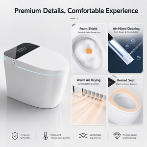 Toilette intelligente monobloc entièrement automatique avec chauffage instantané du siège, bidet en céramique à poser au sol pour usage domestique 0011 - Product Image 3