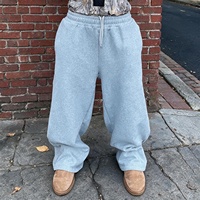 QIANSHI Pantalon de Survêtement Empilé Personnalisé pour Homme, Pantalon de Jogging Grande Taille en Molleton de Coton Bouclette, Jambe Large, Double Taille, Coupe Ample