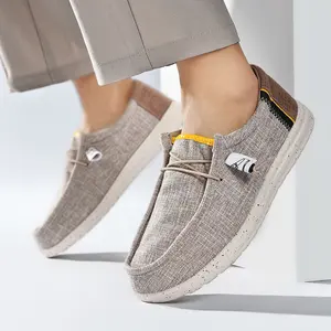 Moda yuvarlak ayak eğlence ayakkabı ayakkabı üzerinde kayma Sneakers mokasen tuval Trendy yürüyüş tarzı ayakkabı tekne ayakkabı