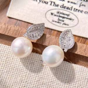 WENCHI 22656 Aretes de Plata S925 con Cuentas Redondas de 10-13mm, Accesorios de Perlas DIY, Modelo 10965, para Mujer - Product Image 3