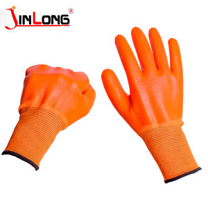 البرتقال قفازات من النيلون 13 مقياس تنفس المغلفة كامل pvc للماء قفازات من اللاتكس - Product Image 2