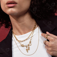 Gemnel personnalisé nouvelle mode conçu sublimation bijoux plaqué or biographie chaîne épaisse collier
