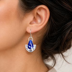 Orecchini pendenti vintage bohémien blu intenso da donna, gioielli di moda di tendenza - Product Image 2