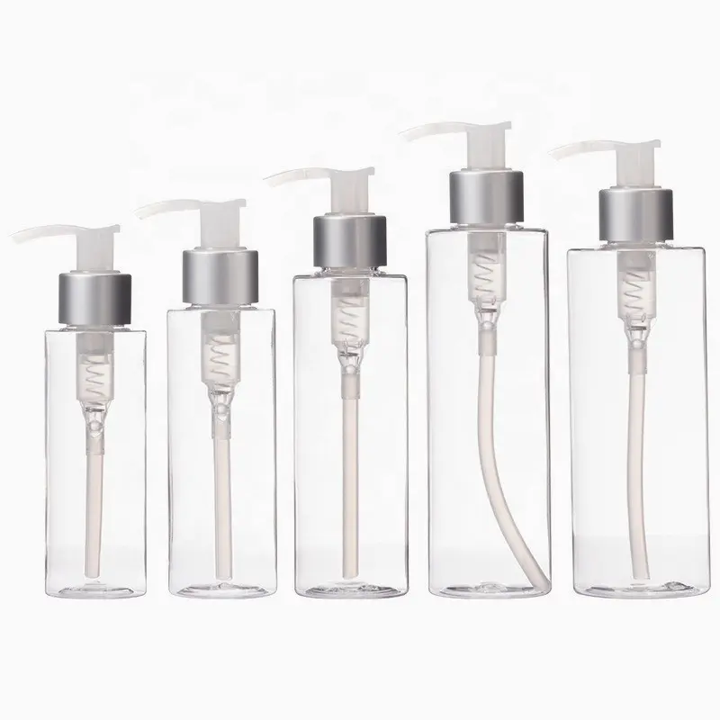 Cheap plastic transparent shampoo bottle pump hair body lotion containers