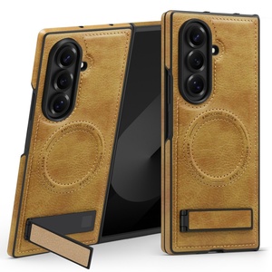 เคสชาร์จแบบไร้สายหนัง PU สำหรับ <span class=keywords><strong>Samsung</strong></span> Galaxy Z Fold 7 6เคสโทรศัพท์มีแม่เหล็กตั้งได้เคสโทรศัพท์ที่ทนทานสำหรับ Flip 7 6 - Product Image 1