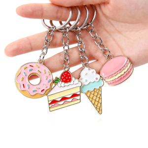 Porte-clés personnalisé en métal émaillé, design dessert mignon (Donut, Gâteau, Crème glacée, Macaron), breloque en alliage personnalisable - Product Image 1
