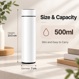 Thermos de 500 ml avec affichage de la température, en acier inoxydable, bouteille isotherme divisée, tasse isolée sous vide pour l'extérieur, cadeau pour la fête des pères - Product Image 3
