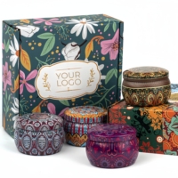 Offre Spéciale coffret cadeau de luxe vente en gros de boîtes d'arômes en métal bougie en pot avec parfum naturel de cire de soja pour les vacances-pour Ramadan Pâques Diwali