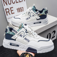 Baskets blanches respirantes à lacets pour homme, style décontracté et sportif, semelle épaisse, type Dad Shoes, collection Printemps