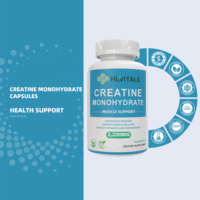 Cápsulas de Creatina Monohidrato HCl para Adultos HLVitals - Suplementos para la Salud y el Crecimiento Muscular de Triple Potencia