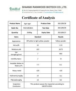 <span class=keywords><strong>Agar</strong></span>-<span class=keywords><strong>agar</strong></span> en poudre de qualité alimentaire en vrac, épaississant d'usine, résistance 900-1200 - Product Image 2