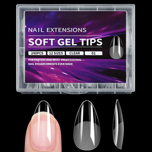 240 capsules d'<span class=keywords><strong>ongles</strong></span> artificiels en gel souple, forme amande, semi-mates, style French Coffin, couvrance totale, pour extension - Product Image 1