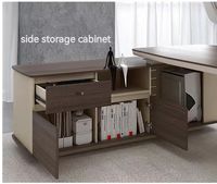 Bureau de direction en bois en forme de L, moderne et sur mesure, haut de gamme, avec gestion des câbles et armoire de rangement – Vente en gros