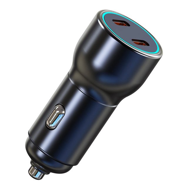Metal New 60W PD30W Car Charger Pd Qc 3.0 Quick Dual 2 Type C Fast Charging Adapter Car Charger