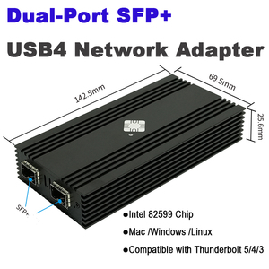 Adaptador USB4 a Doble Ethernet de Fibra Óptica SFP+ de 10 Gbps con Chipset 82599ES para Laptop, Red Externa de Alta Velocidad, Cableado, en Stock - Product Image 2