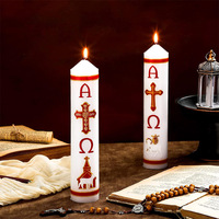 2 Bougies Religieuses Blanches Lumineuses pour Baptême, Prière, Pâques, Décoration de Fête, Cirios Religiosos Católicos, Pâques, Piliers de Pâques