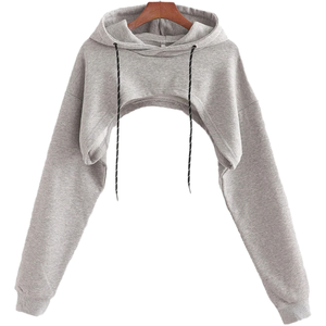 Sudadera Corta de Invierno para Gimnasio y Fitness, Corte Regular, con Logo Frontal, Hombros Caídos, Manga Larga, Transpirable y Antiarrugas, Venta al por Mayor - Product Image 2