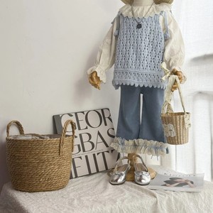 Tongxingyuan Girls 3 Piece Set Lace Collar Shirt Knitted Vest Flared Jeans Cotton Spring Outfit - Product Image 4