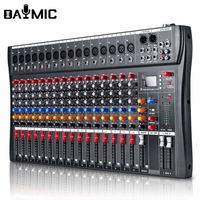 Table de Mixage Audio Professionnelle en Gros 6 8 12 16 Canaux USB DJ, Console de Mixage Sonore avec Alimentation Fantôme 48V et Amplificateur de Moniteur