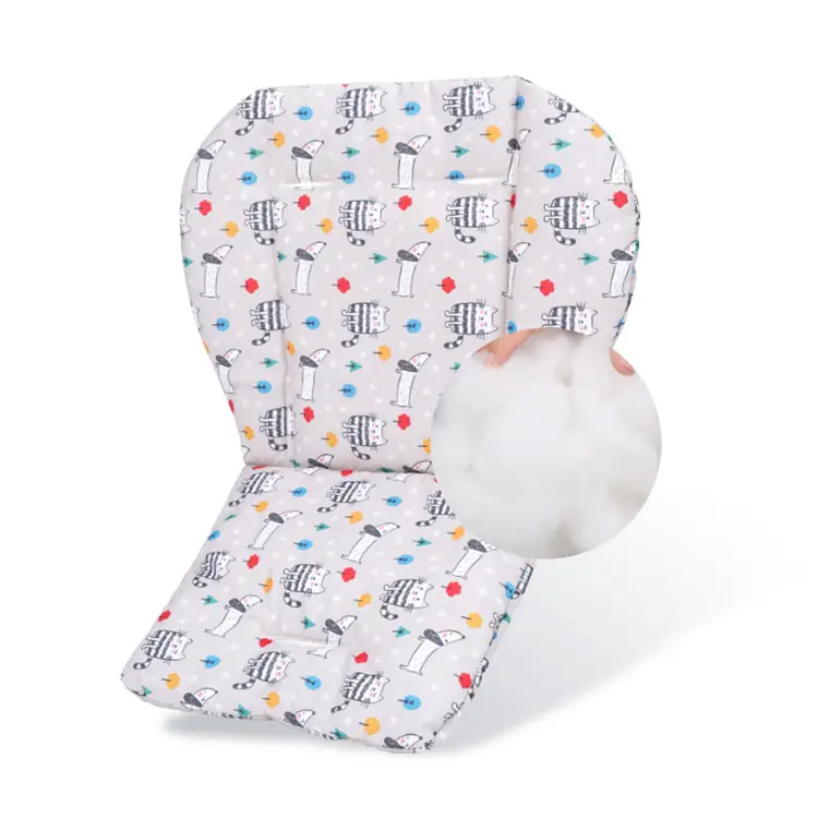 Silla de paseo para bebé, cojín de asiento de coche de fibra de algodón PP, cubierta de cojín de silla alta