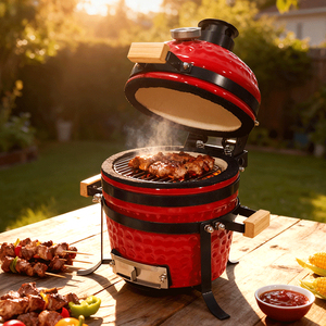 <span class=keywords><strong>Mini</strong></span> barbecue en céramique 4,5 pouces - Fumoir à charbon de bois pour camping en extérieur, ornement de table, cadeau personnalisé en gros - Product Image 4